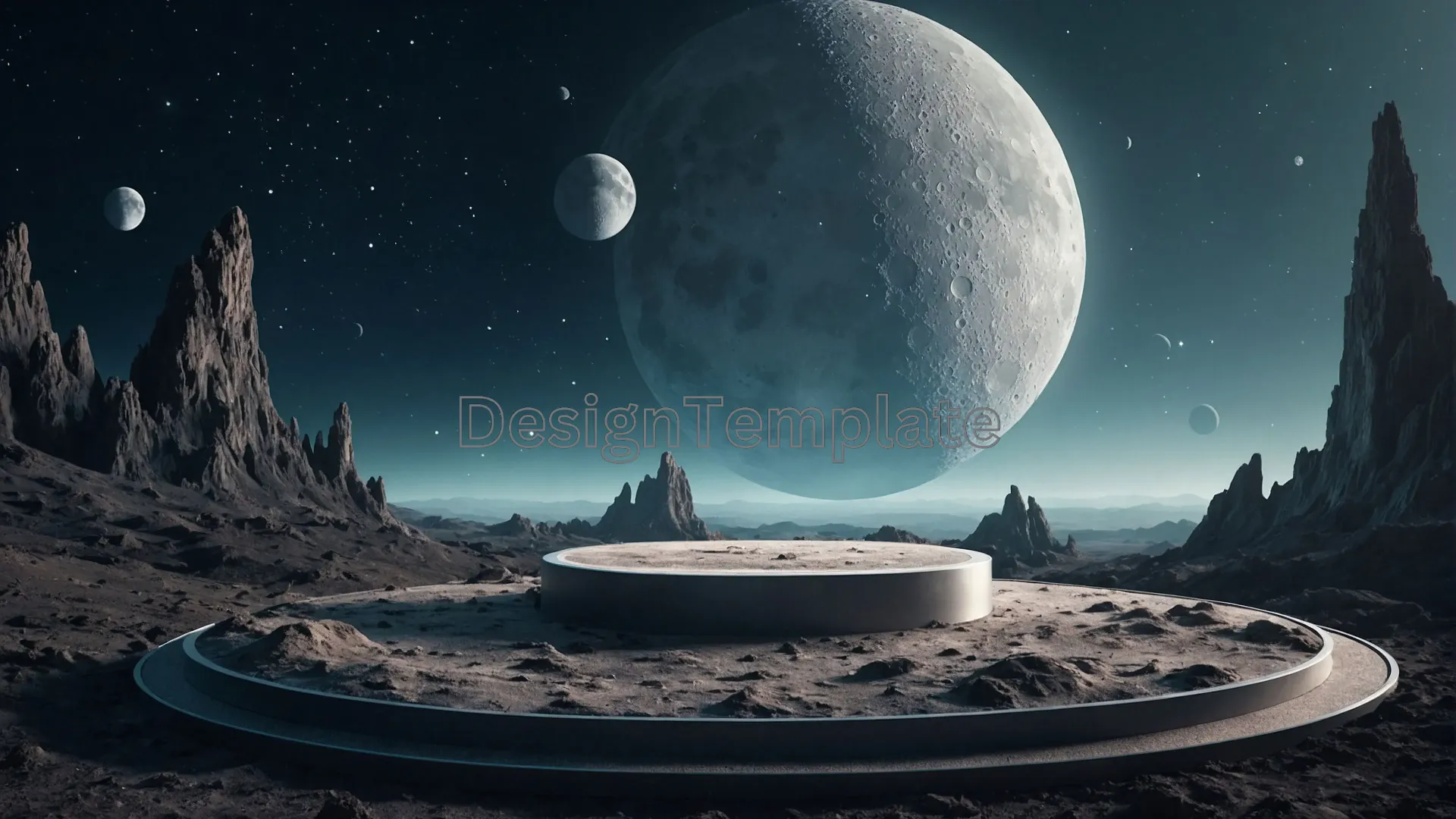Moon Rising Over Otherworldly Terrain Background Image
